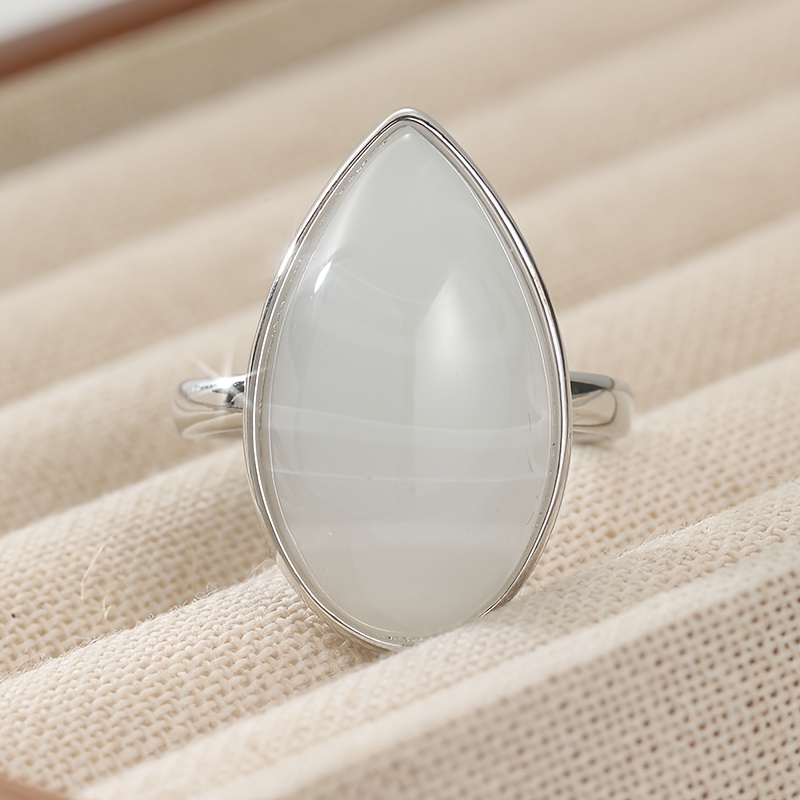 Retro Teardrop-Shaped Silvery Ring, Versatile Accessory
